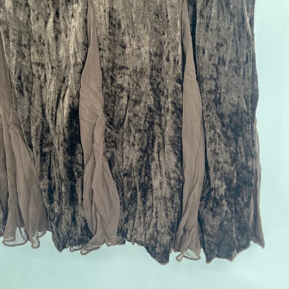 Velvet Chiffon Insert Midi Skirt XL Grunge Witch Chocolate Whimsigoth Boho Fairy - Picture 3 of 10
